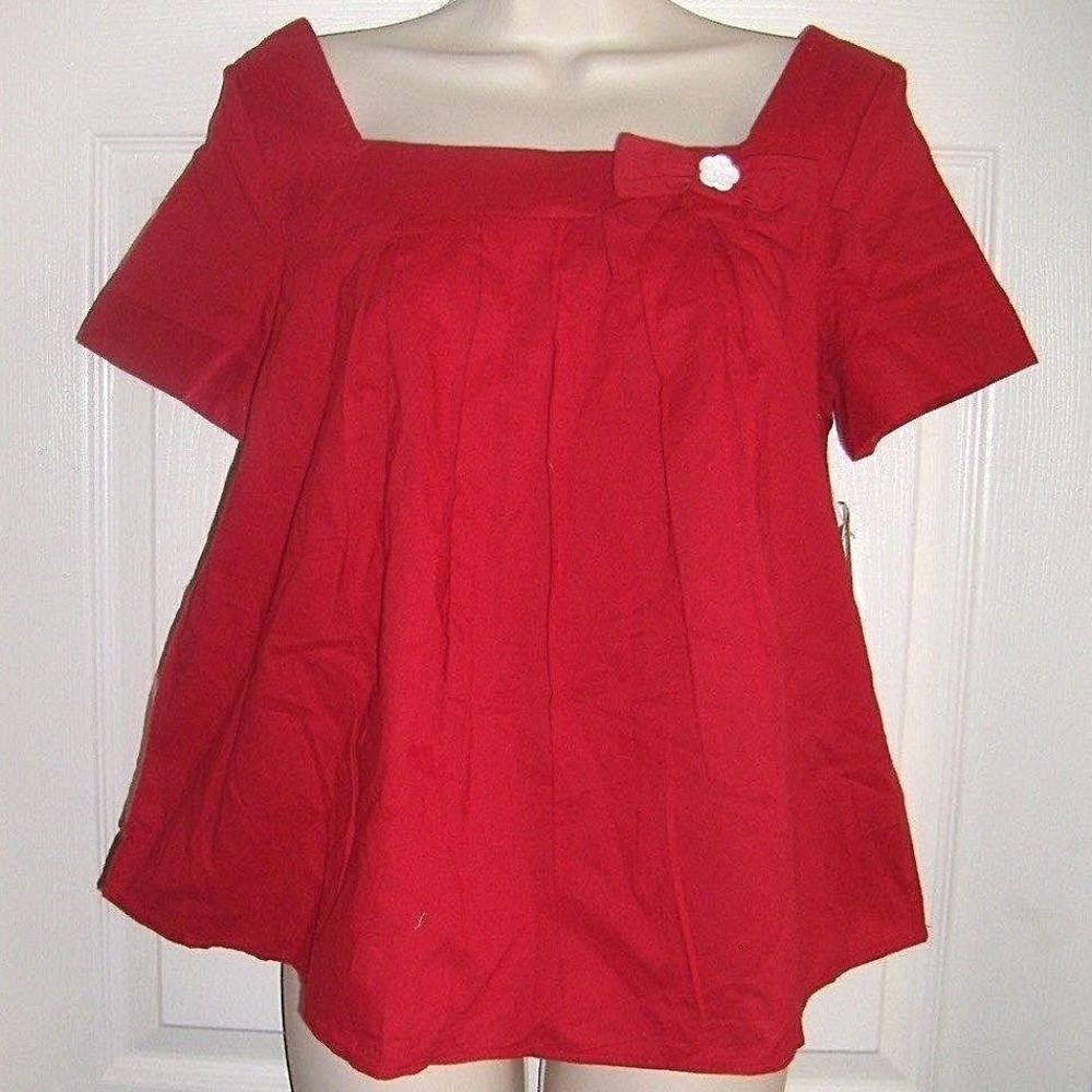Stylish Sexy Red Bow Button Pleated Summer Fun Top